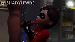 helen parr gives a steamy handjob on the rooftop scene