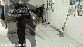 Thirteen Brazilian Bricklayers In Big GAY ORGY At Construction Site