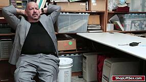 Office worker deals with a teen 18+ shoplifter at the mall