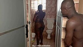 Boss and employee have a short interlude in the bathroom