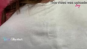 hot wife flashes big tits while shopping outdoors