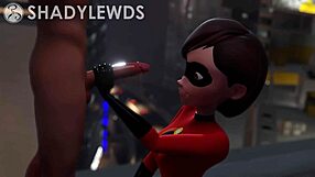 helen parr gives a steamy handjob on the rooftop scene