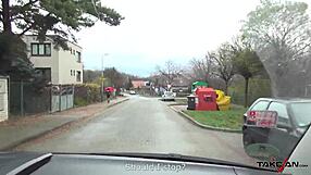 French girl joined a stranger in a van to get her pussy toasted