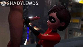 helen parr gives a steamy handjob on the rooftop scene