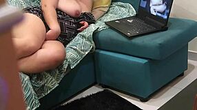 Stepsister can't stop watching bukkake gangbang