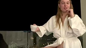 delivery man brings package to juicy actress