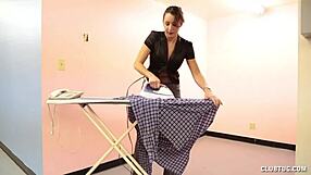 i'm the hot housewife givin' a handjob to this big cock at home