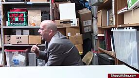 Office worker deals with a teen 18+ shoplifter at the mall