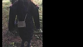 Young Russian girl gives a blowjob in German forest