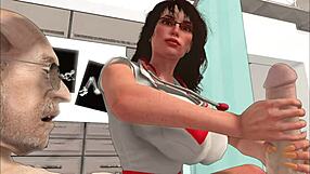 wow, big breast doctor takes on old men in wild action!