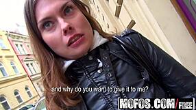 Is this skinny girl desperate enough to suck cock in public?