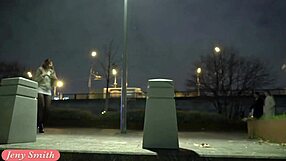 Deep Evening - Russian Jeny Smith Strolls Public in See-Through Tights