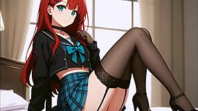 Sexy Redhead Anime Girl in AI-Generated Hot Scene