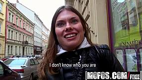 Is this skinny girl desperate enough to suck cock in public?