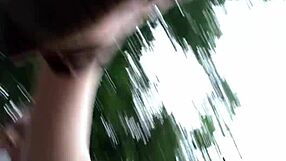 redhead stuffs undies and squirts outdoors!