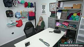 Teen Shoplifter Emma Starletto Fucked Rough by Older Guard in Shop