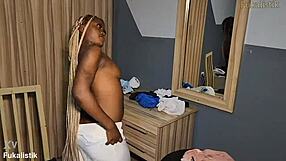 why is this horny benin mistress ripping clothes to fuck her houseboy with big black cock?