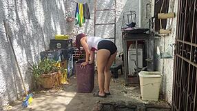 Stepdaughter Cleans Patio In Shorts, I Fuck Her Ass