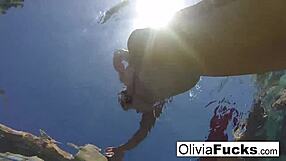 olivia has some summer fun in the pool