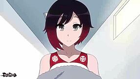 Rose relaxes after her intense workout in the anime style