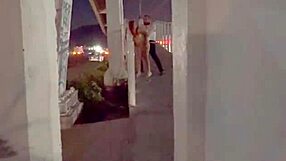 Hot couple banging hard on the bridge with wild passion