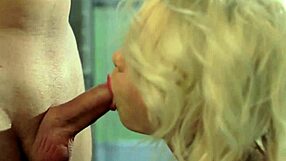 milf babe gags on cock during choking blowjob until facial