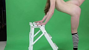 anna mostik spreads her legs wide in the gym nude stretching