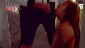 Hot couple banging hard on the bridge with wild passion