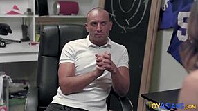 Asian teen sucks fat cock