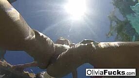 olivia has some summer fun in the pool