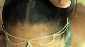 Ebony amateur gives deepthroat blowjob to Indian pornstar with facial cumshot