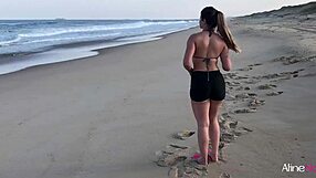 Young woman enjoys sex on the beach with a fan who is an anime lover