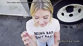 dude makes blonde laugh then intensely fucks her