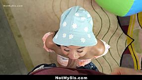 Perv Stepbro Suggests Tiny 18+ Stepsister Kimmy Kimm Play with His Balls