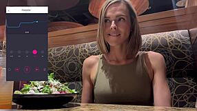 Public cumming in restaurant with lush remote controlled vibrator