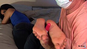 Detailed Foot Inspections for Barefoot Couple in Jeans During COVID-19