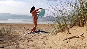 I Filmed A Curvy Milf Changing And Exercising On The Beach For Fun