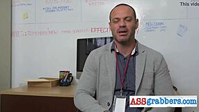 Blindfolded Gay Ass Grabber In Swing At Office