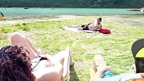 Voyeur Masturbates on Beach While I Touch Myself