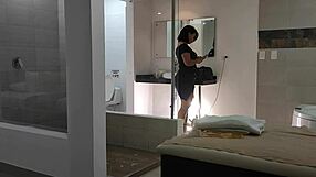 Recording video with big ass latina masseuse for some ass licking fun.