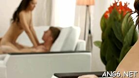 Watch the man lick and pound the babe's cunt