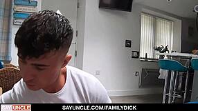 Stepson massages stepdad's areas with kendrick and james