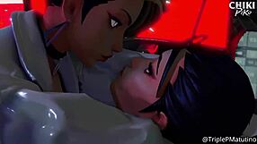 Passionate Kissing Between Lesbian Characters in 3D Hentai Animation