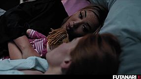 Sexy maid with dick bangs boss's busty wife in bed