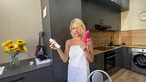 i'm blonde asian girl havin fun in shower n bed