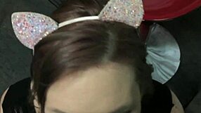 Astrid Star gives Jack Blaque a behind-the-scenes blowjob.