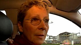 horny milf driving taxi and fucking with stranger eating his cum