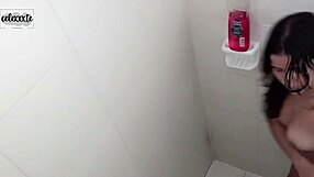 sexy lesbian friends kiss and orgasm in homemade shower