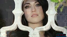 Two gorgeous brunette models stripteasing and posing in softcore undressing