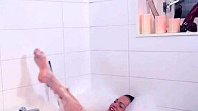 Solo Bathing Shemale Tugs Hard in High Definition